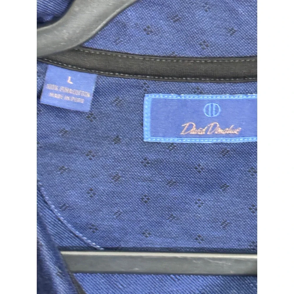 David Donahue Mens Button Down Shirt Blue Pattern Long Sleeve Cotton‎ Large